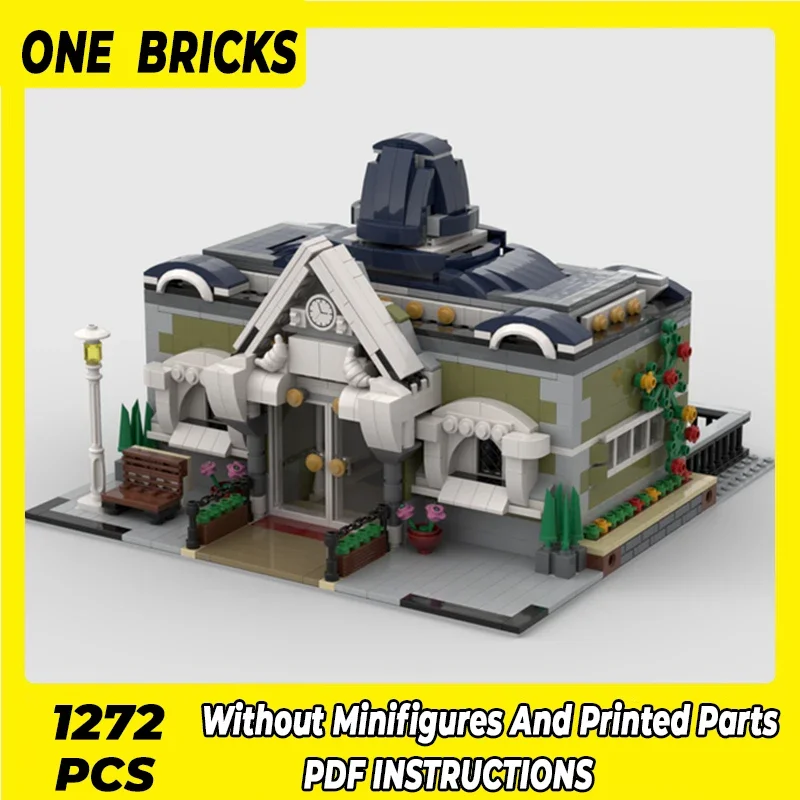 Moc Building Blocks Modular Street View Small City Hall Technical Bricks DIY Assembly Construction Toys For Childr Holiday Gifts