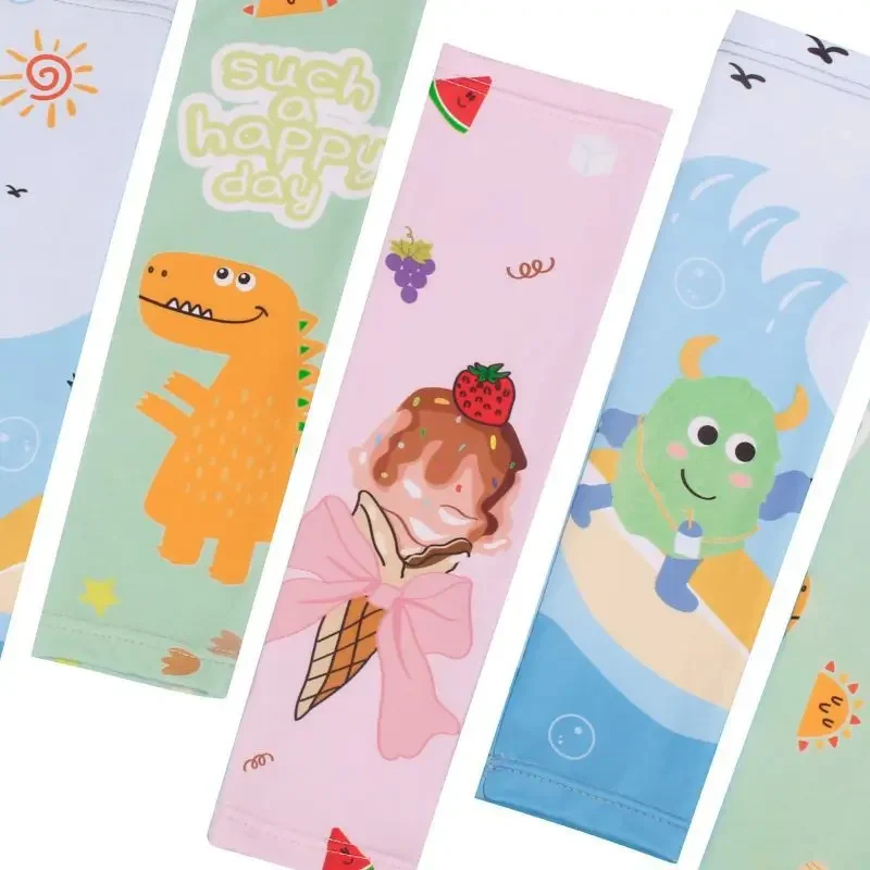 

1 Pair Summer Long Ice Silk Arm Sleeves Kids Sun UV Protection Hand Protector Cover Sunscreen Outdoor Elastic Arm Warmers