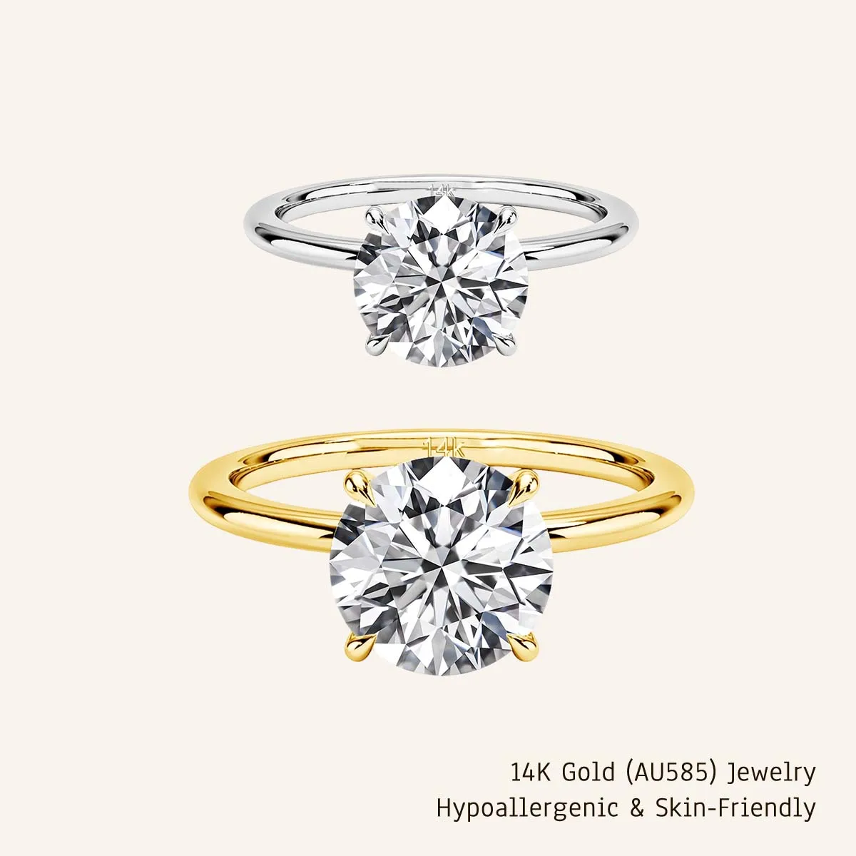 

Classic 1-3ct D Color Moissanite Engagement Ring for Women Real 14K Gold Au585 Solitaire Hollow Out Ring Jewelry Gift Wholesale