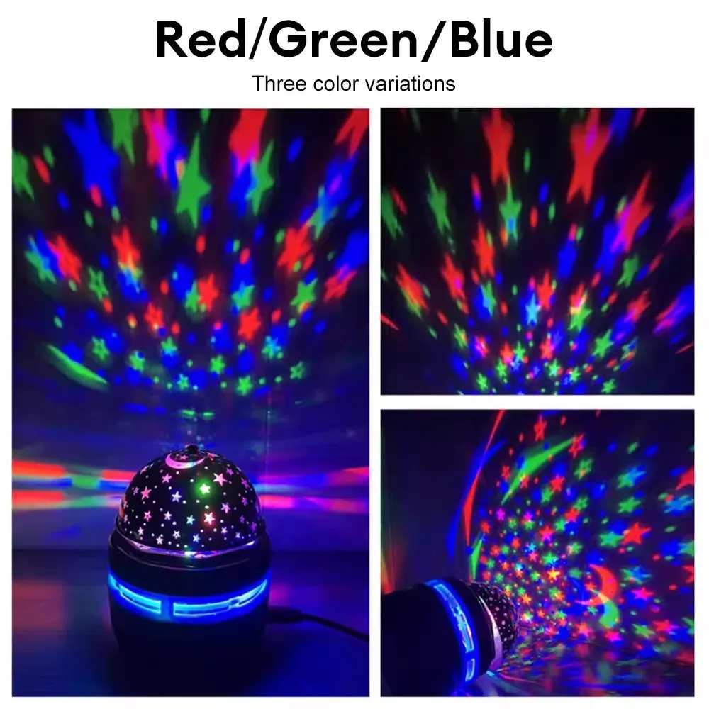 LED Mini Starry Sky Light Disco Ball Light  Star Projector Lamp 360 Degree Rotation 2 In 1 Function for Sleep Aid Home Bedroom