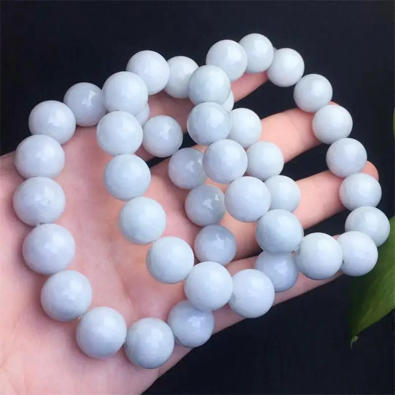 13MM Natural Jadeite Bracelet Women Fashion Round Stone Elegant Healing Strand Bangles Wristband Gift 1PCS