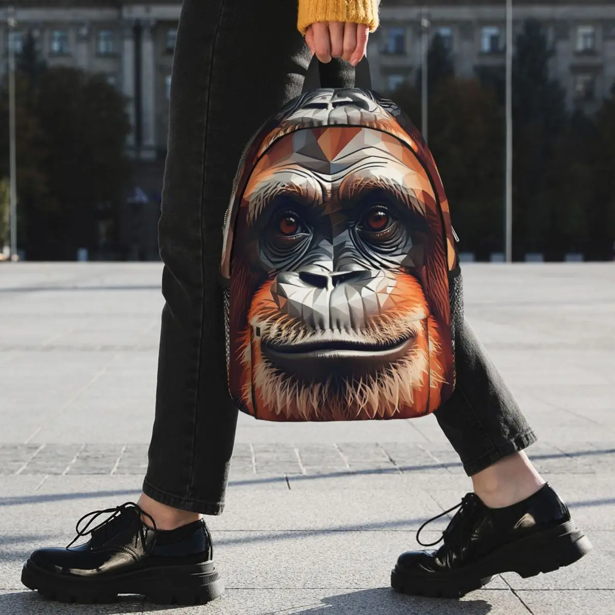 Gorilla Orangutan Face Monkey Realistic Backpack Student BookBag Children School Bag Laptop Shoulder Bags for Boys Girls