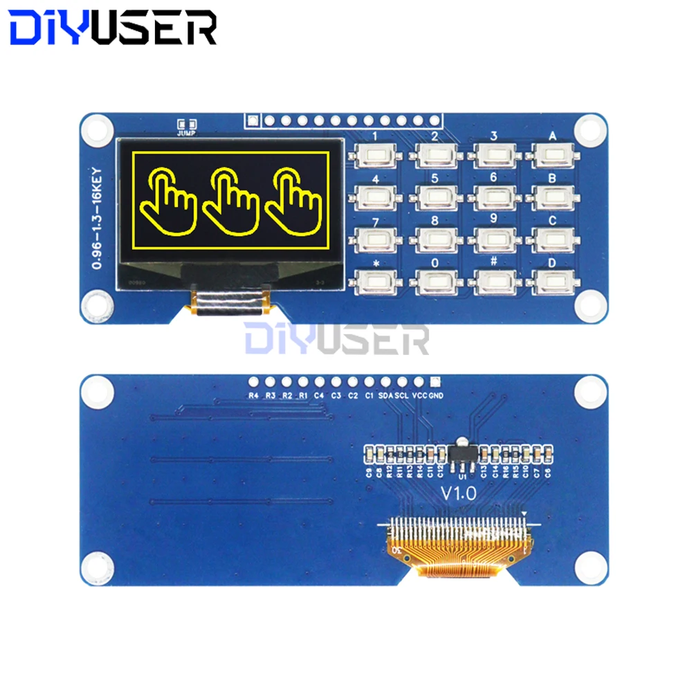 Display OLED da 1,3 pollici con modulo tastiera 4x4, schermo SPI I2C SSD1116 128x64 per Arduino Raspberry Pi