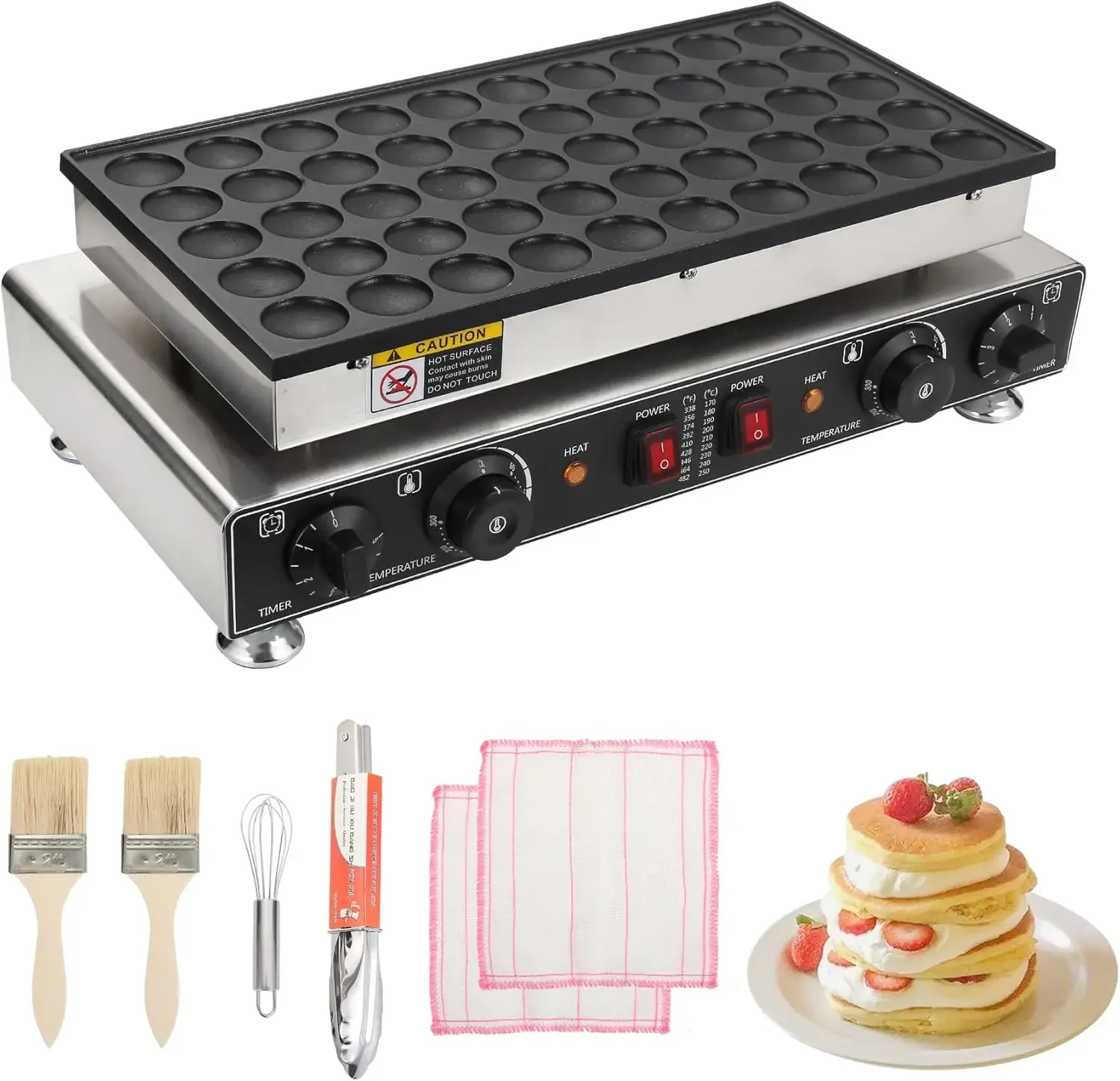 110V Mini Dutch Pancake Baker, 50PCS Electric Nonstick Pancake Maker 1800W, 1.6