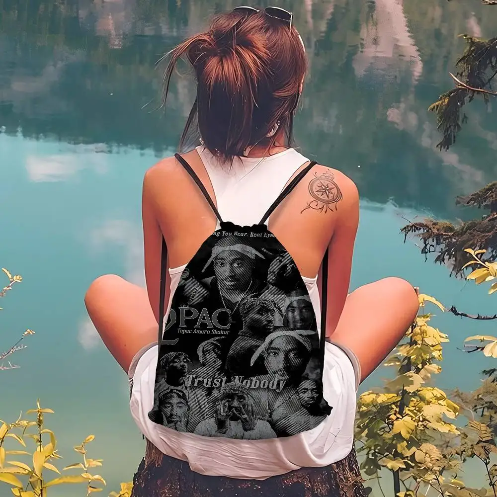 T-Tupac شاكور أكياس الرباط أحمر الشفاه أدوات الزينة ماكياج المنظم عملة جيب أكياس محفظة مفاتيح سماعة حقيبة التخزين #5