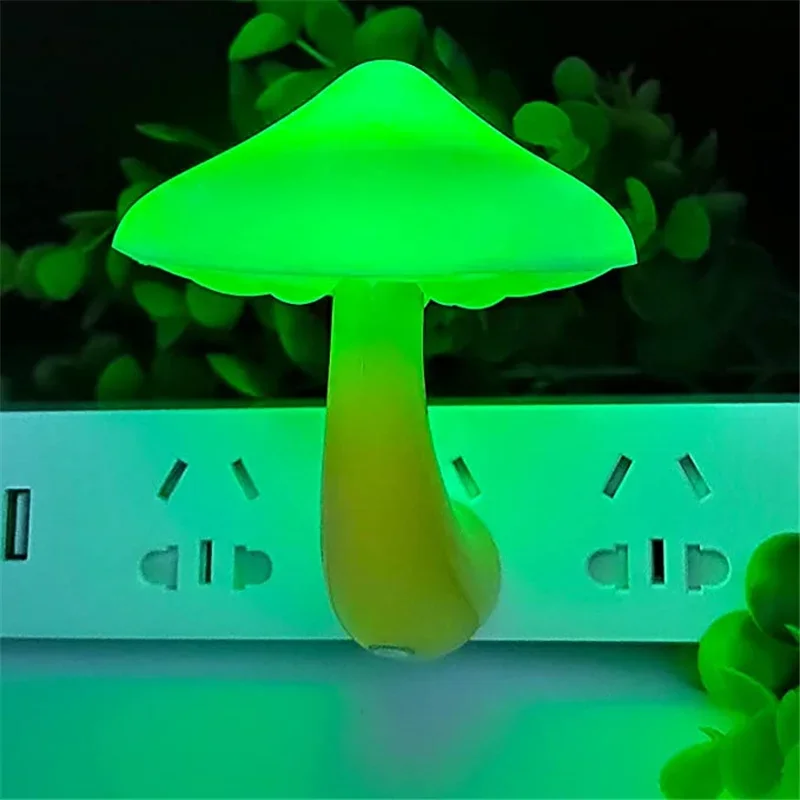 Mushroom LED Night Lights Shape Automatic Sensor Bedroom Decor US Plug Wall Lamps for Kid Children's Room Bedside Mini Lamp image 3