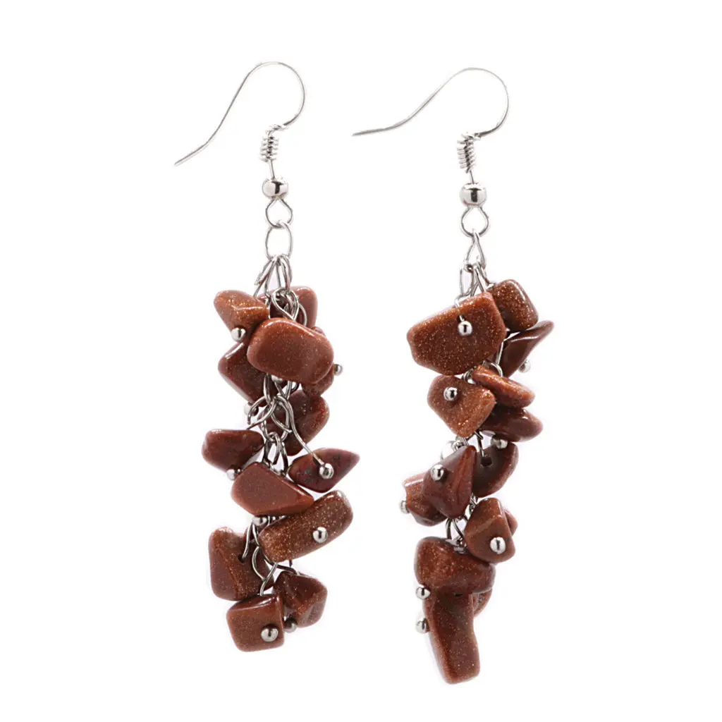 1 pair of crystal irregular crushed stone earrings handmade, various styles of earrings, female alloy ear hooks