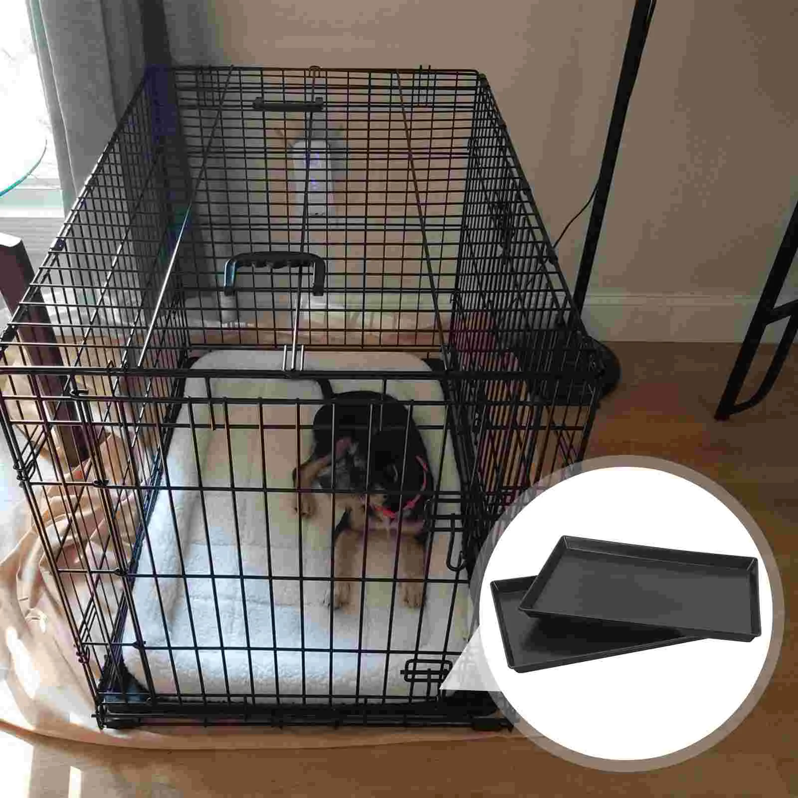 2 Pcs Parakeet Cage Bird Toilet Pan Dog Crate Tray Replacement Bedpan Black Birds Poop Holder Parrot