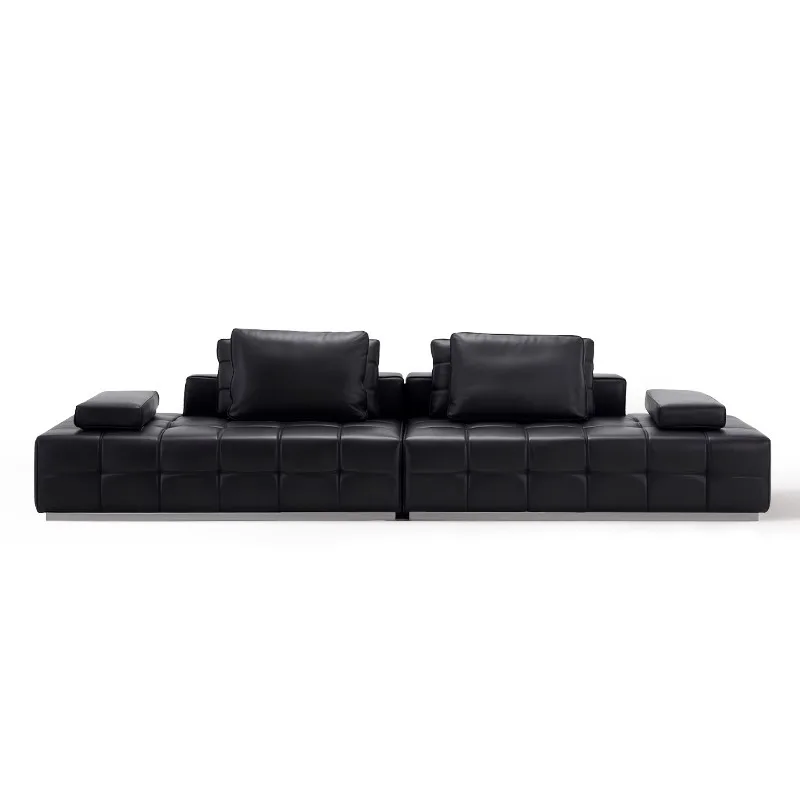 

Real leather sofa combination double-sided living room villa size and layout