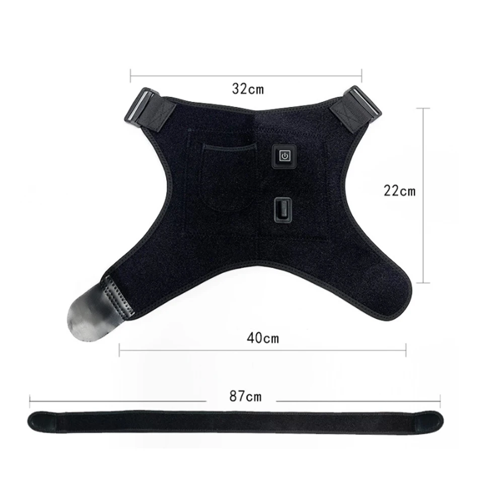 Heated Compression Shoulder Pads Offering Tailored Heat Experience via Adjustable Settings and Convenient USB Charge Option