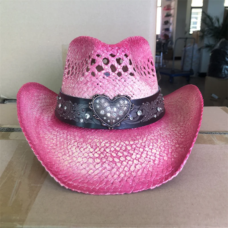 Western Cowboy Rose Red Love Accessories Thickened Summer Cowboy Hat Sun Hat 2025 New Knight Hat Cowboy Men and Women