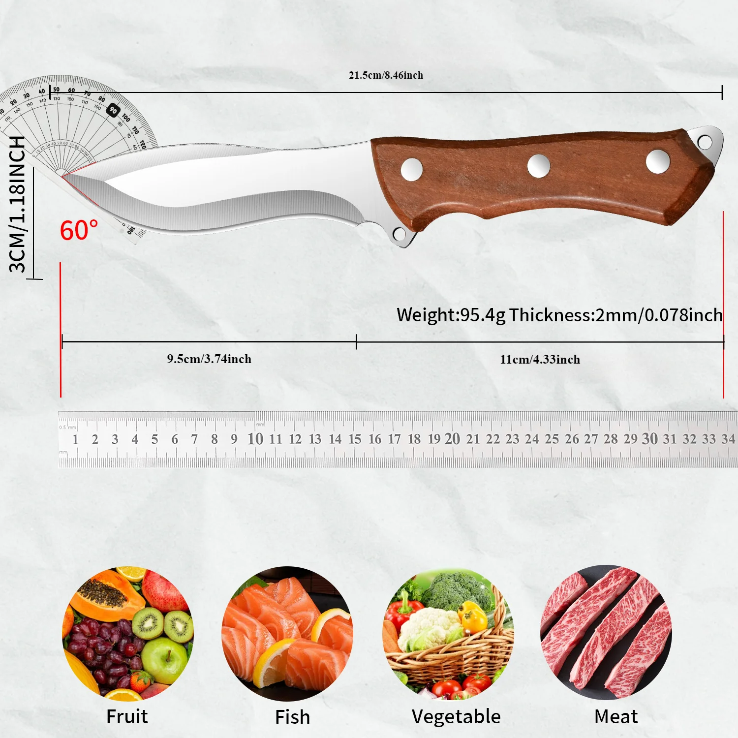 1pc outdoor camping outdoor knife hand meat knife Stainless steel sharp small machete cutting knife fruit knife Straight knife