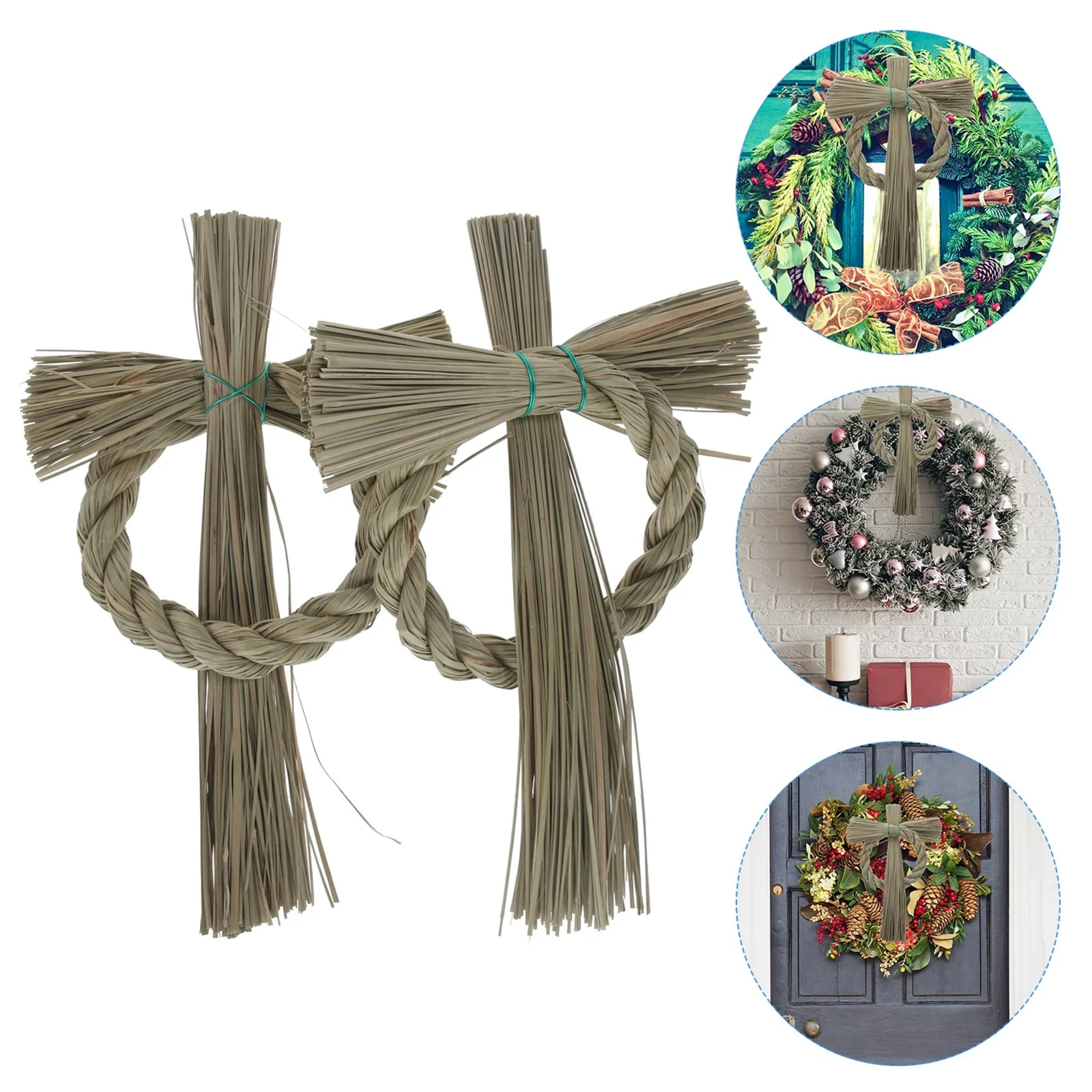 

2Pcs Straw Wreath DIY Japanese Style Woven Frame Wall Hanging Front Door Home Decor Craft Christmas Woven Wreath