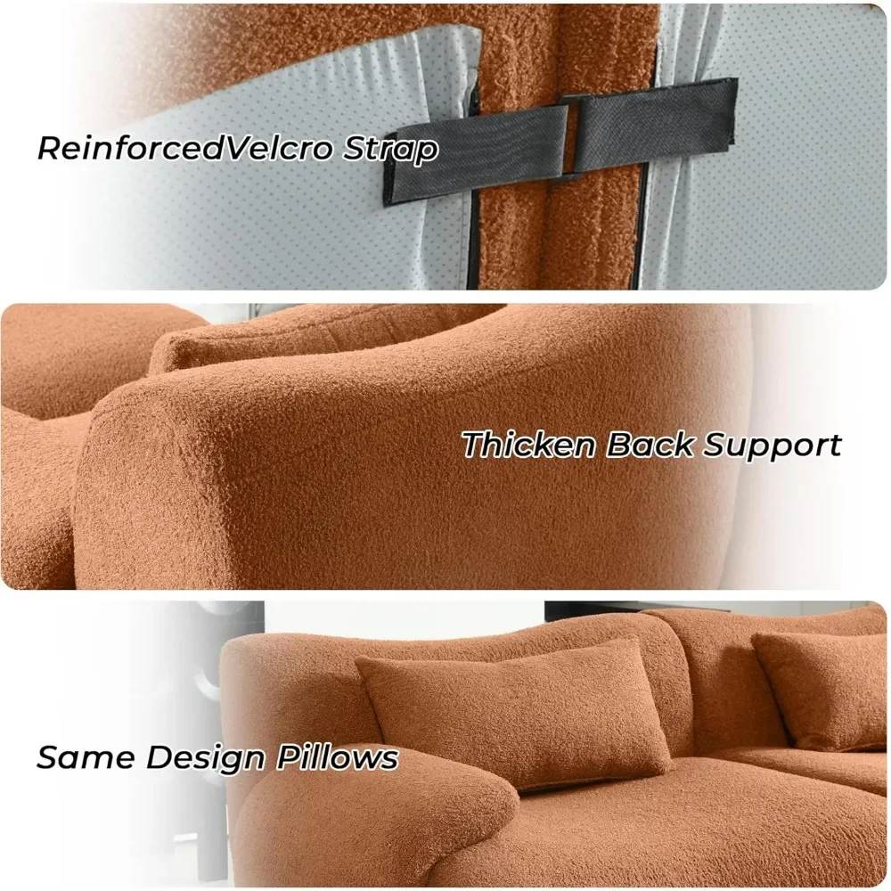 Sectional Sofa 4 Seater Sectional Couch Luxury Modern Cloud Couch with Oversized Bamboo Shaped Sofa Comfy Fluffy Boucle Sofa