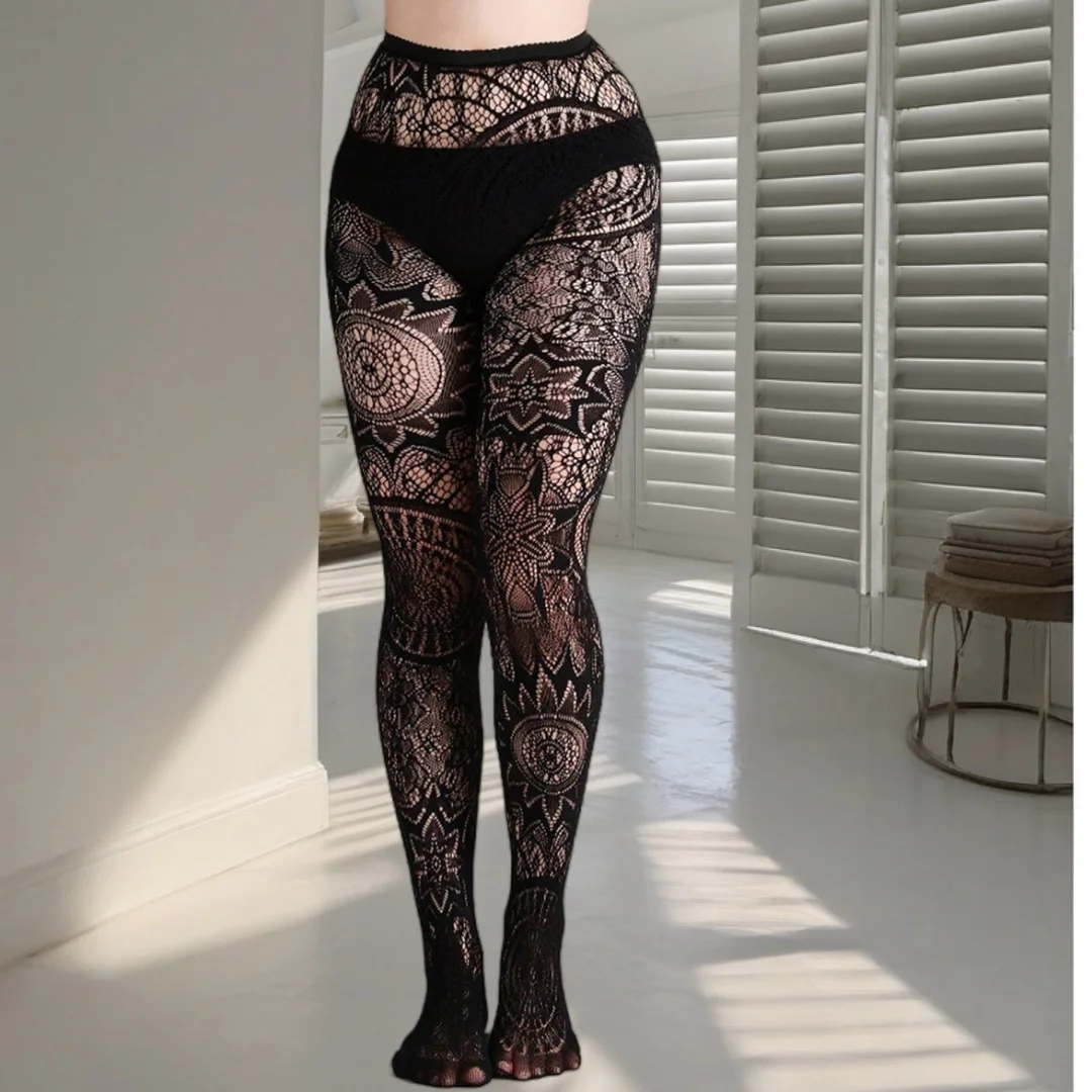 

Black Sexy Girls Fishnet Stockings Lace Stockings Jacquard Lace Hollow Gothic Punk Lolita Pantyhose Elasticity Stockings