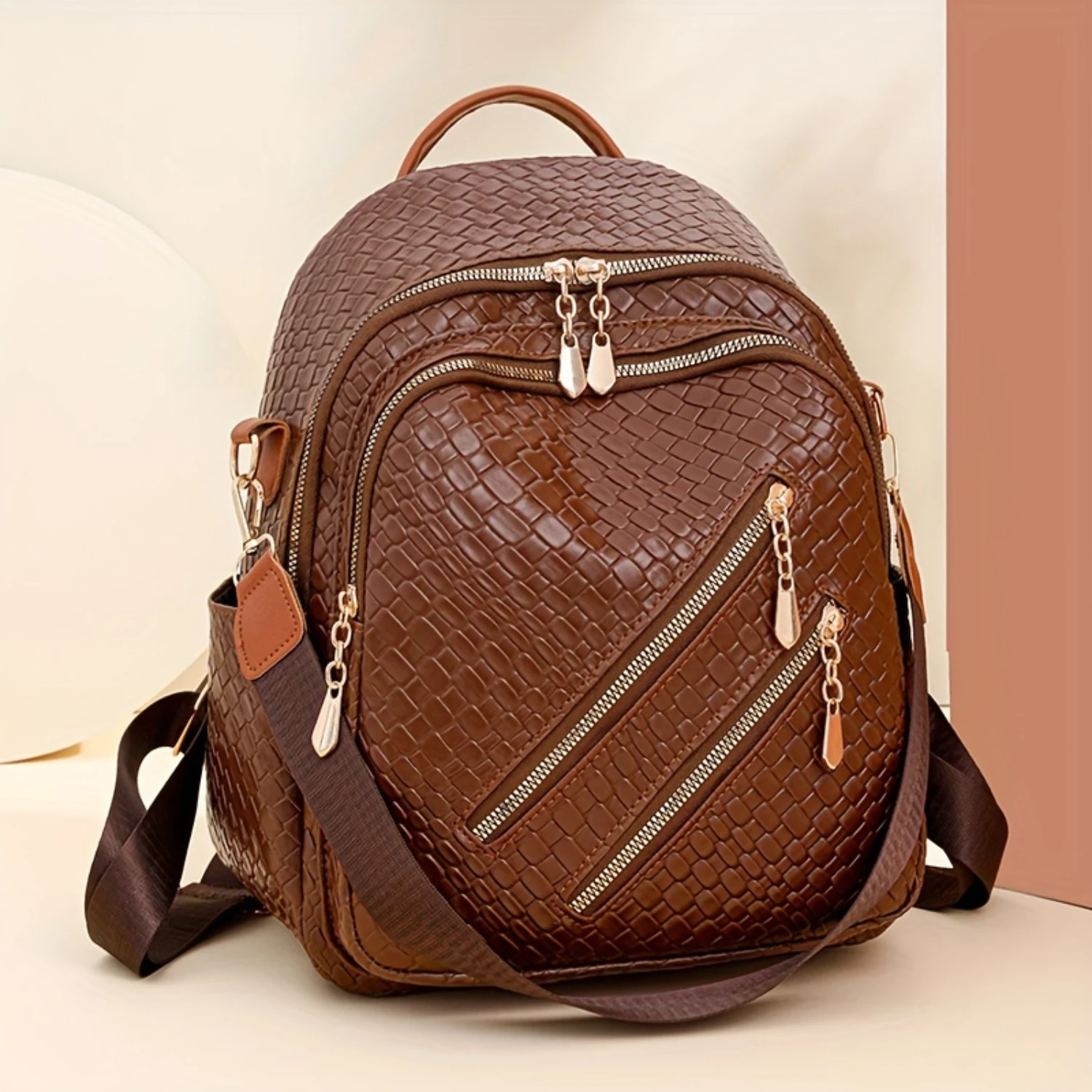 

Chic Style Convertible Backpack, Faux Leather Travel Shoulder Bag, Solid Color Daypack - Ideal for Shopping & Vacation