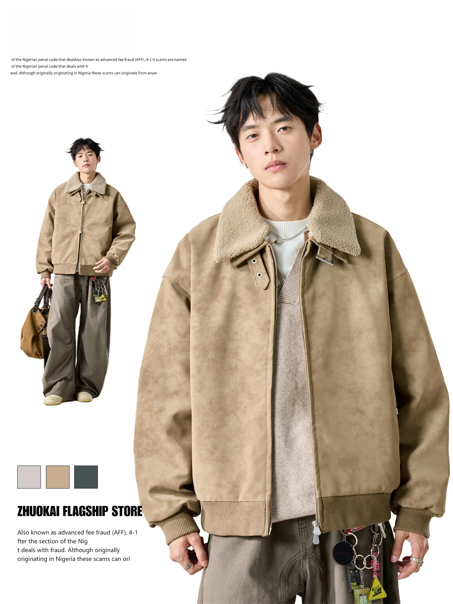 

Men's Winter Heavyweight Cotton Jaet Suede Velvet with Fur Collar American Sle Vintage New Autumn Winter Faion Casual Wear