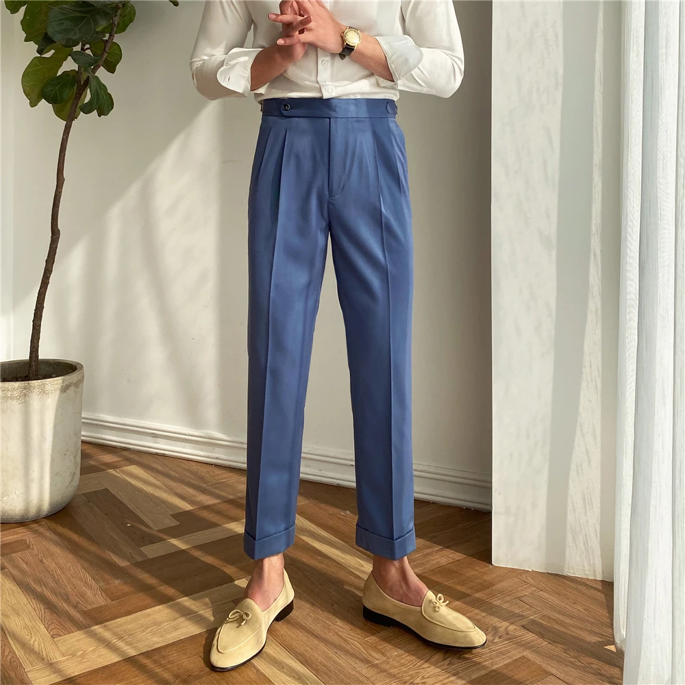 Luxury High Waist Casual Pants Korean 2021 Fashion Versatile Slim Long Pants Men\'s Fashion Spring Clothes Office Trousers Men