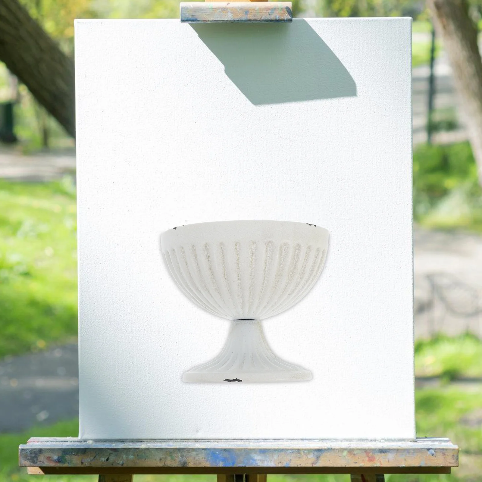 

White Decorative Half Vase Rustic Metal Wall Planter For Home Wedding Farmhouse Aesthetic Vintage Artistic Prop Flowerpot