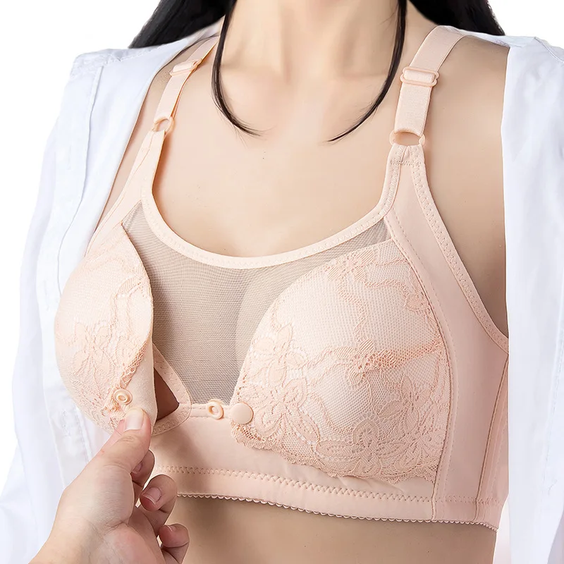 Maternity & Nursing Bra, Front Button Design with No Steel Ring, Postpartum Pregnant Breastfeeding Bra, Thin and Prevent Sagging