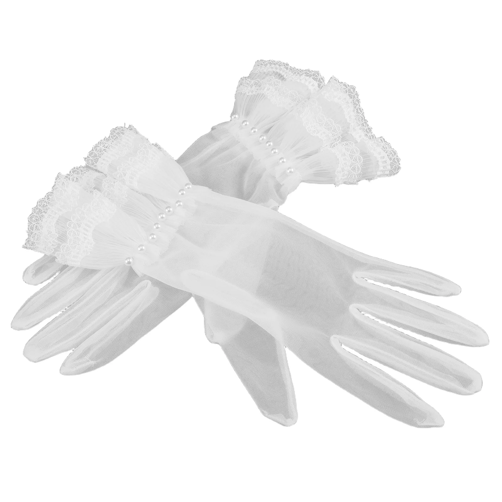 

Lace Gloves 1920s Evening Party Mesh Apparel Prom Accessories Pearl Costume Bride for Wedding Miss