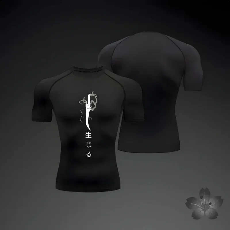 

Men O-Neck Compression Shirt MMA Long or Short Sleeve T-shirt Men's Fitness Bodybuilding Clothes Rashguard Sports Top Tees