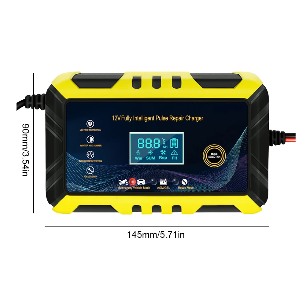 Inteligentna ładowarka 12V 6A W pełni automatyczna ładowarka do naprawy akumulatorów Inteligentna impulsowa ładowarka do akumulatorów mokrych AGM EFB MF