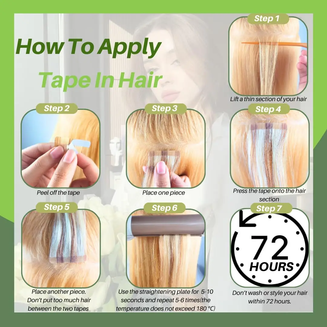 شريط Kercsityn في وصلات الشعر، شريط شعر بشري غير مرئي بدون خياطة في وصلات الشعر للنساء