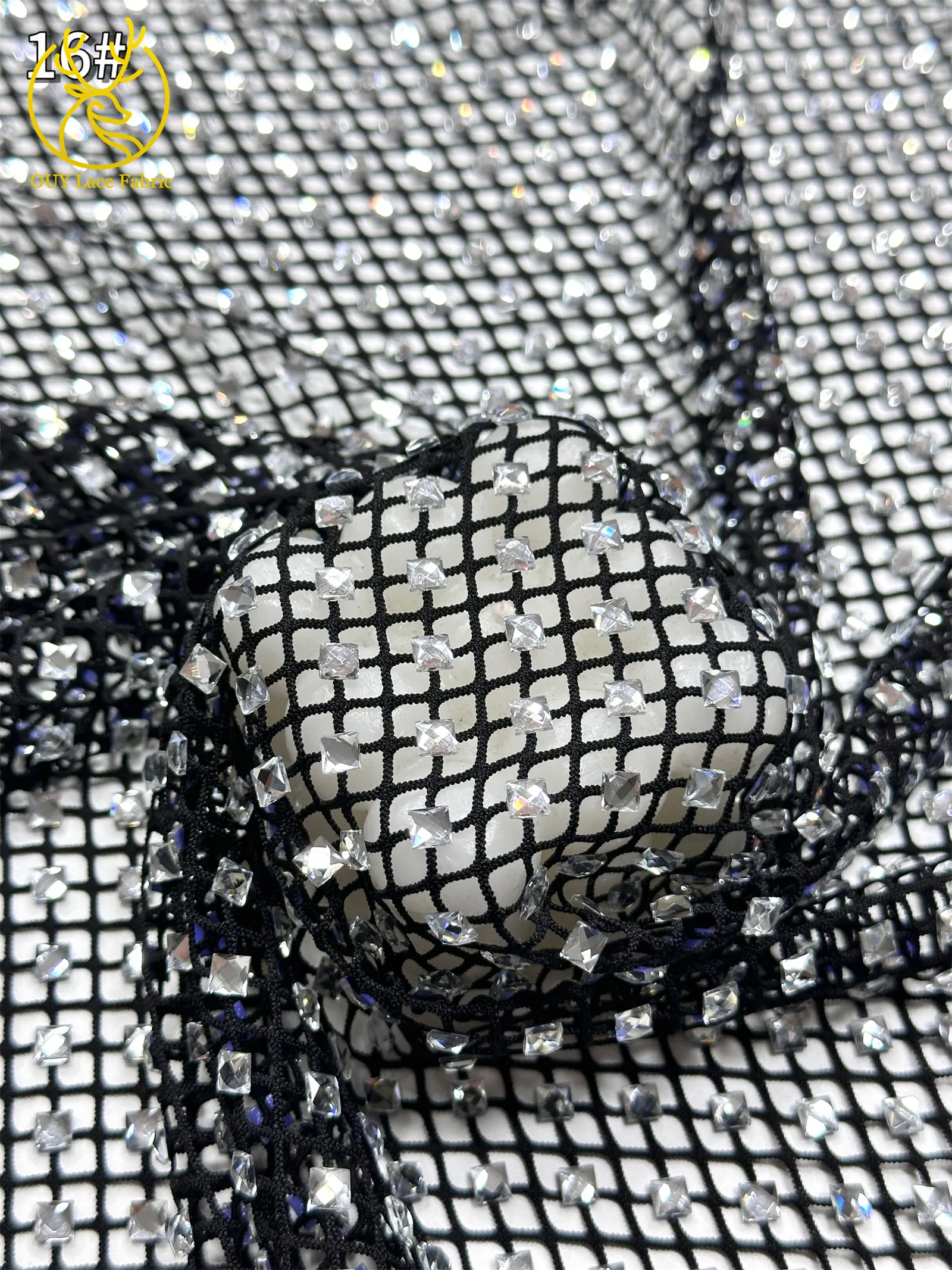 Luxuriöser Hochwertiger Edelstein-Stretchstoff 2026 Luxuriöser Hochwertiger Glitzer-Kristall-Strass-Stoff für Party- und Abendkleider zum Nähen – Detail 23