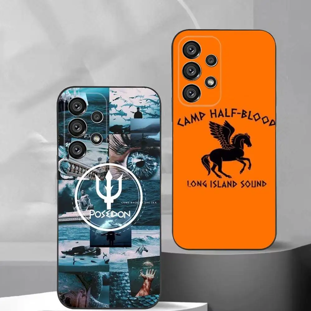 Funda de teléfono P-Percy Jackson para Samsung S25,S24,S21,S22,S23,S30,Ultra,S20,Plus,Fe,Lite,Note,10,9,5G cubierta negra