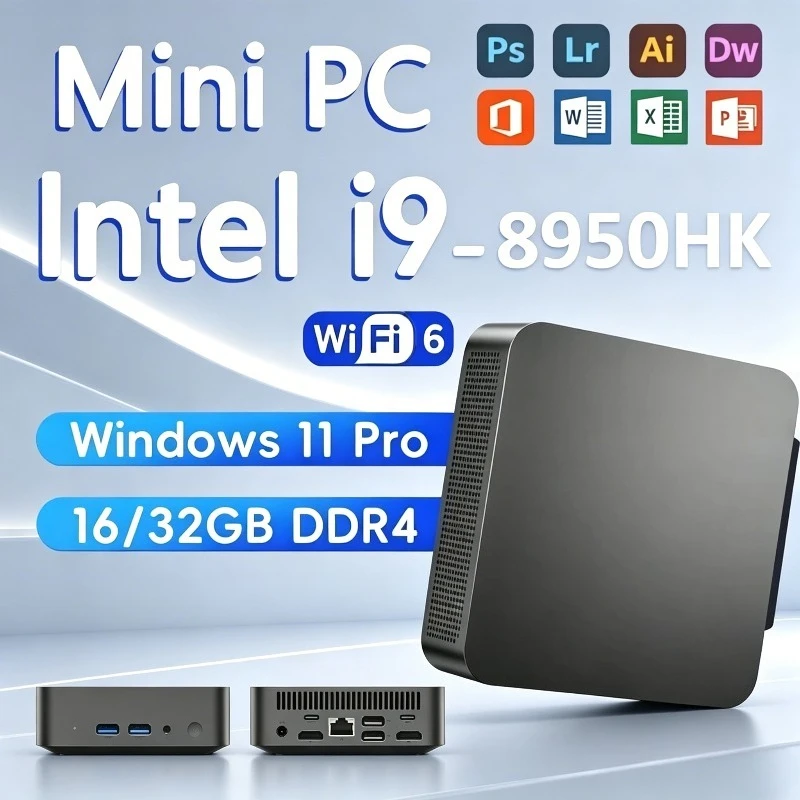 

2026 New PC Windows 11 Pro MINI Core i9 8950HK 128GB RAM 1TB 2TB SSD WIFI 6 BT5.2 4K HD Mini Gaming Office Study Pc