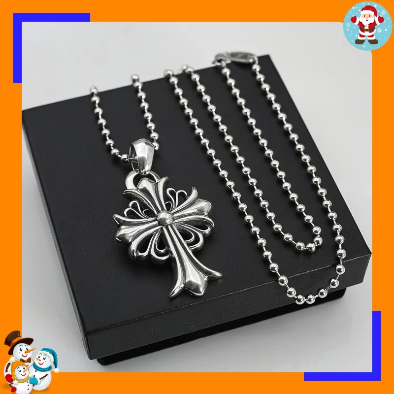 Hexagram Flame Cross Retro Pendant Necklace Male and Female Couples Internet Celebrity Alphabet Chain Trend Versatile
