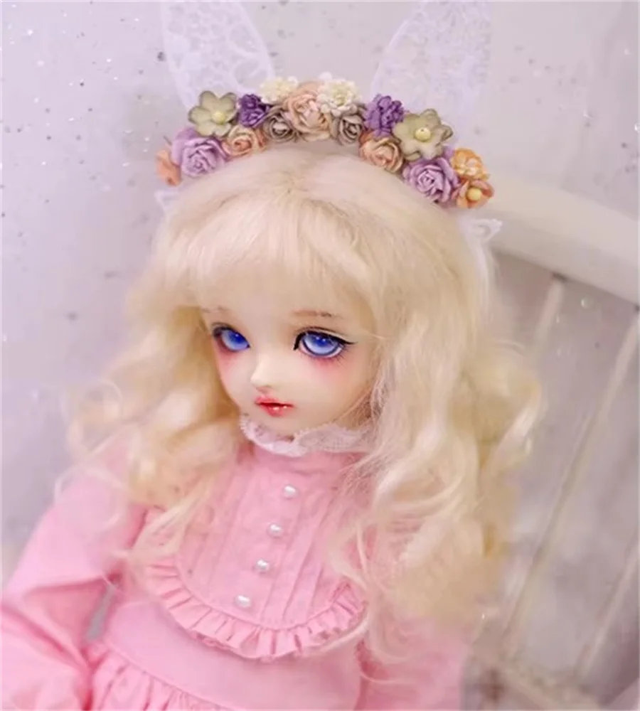 

Кукольные парики BJD, светильник, золотые длинные вьющиеся мохеровые волосы, парики для 1/3 1/4 1/6 1/8 BJD DD Кукла SD MSD аксессуары