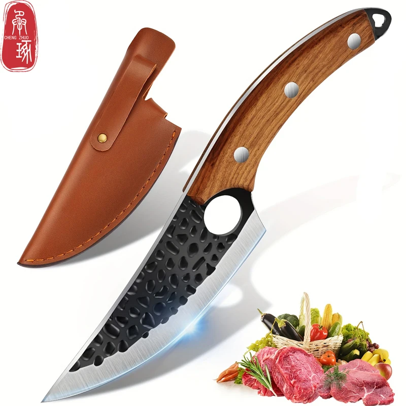 Kitchen Butcher\'s Boning Knife Full Tang Handmade Forged Knife Meat Cleaver Chef\'s Knife Wooden handle Kitchen Accessories