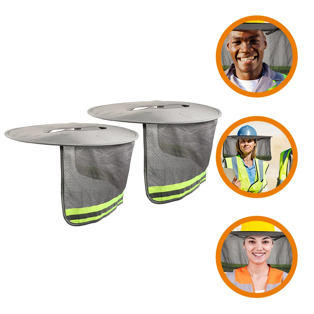 2 Pcs Reflective Hat Cover Construction Sun Shade for Hard Neck Protector Visor Workers