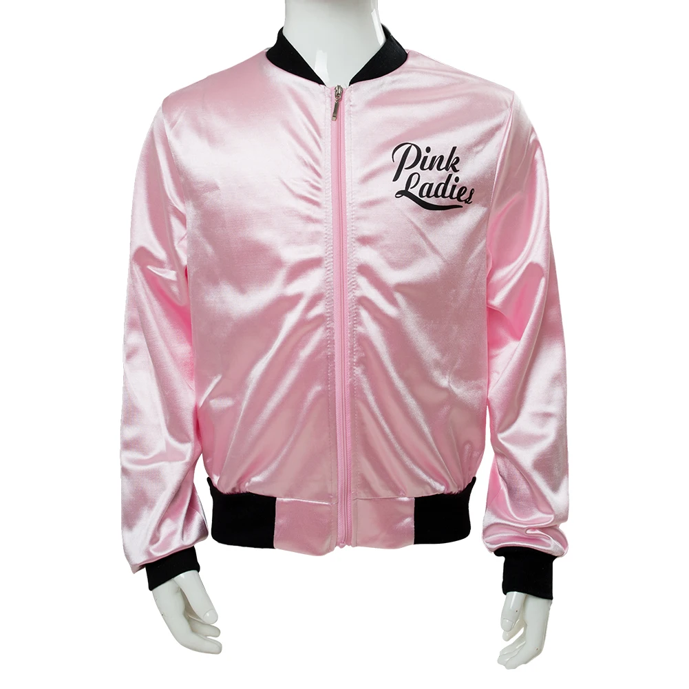 Kids Cosplay Pink Ladies Grease Costume Retro Jacket Fancy Cheerleader Girls Pink Autumn Coat Halloween Party Suit