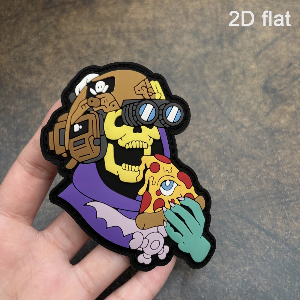 A Colorful Skull Pvc Sticker Patch, Soft Rubber, Hook and Loop Tactical Morale Badge - Patch - Multi-Color, Perfect for Armbands, Backpacks, and Clothing Embroidery Patches