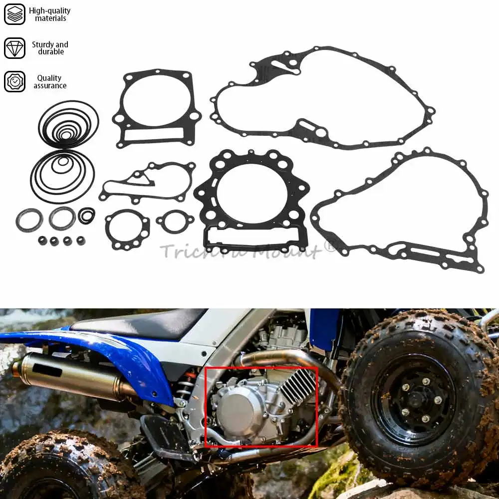 Complete Engine Gaskets Kit Fits For Yamaha Raptor ATV engine Black and gray as shown Engine gasket - YFM700-06-14 GK0001