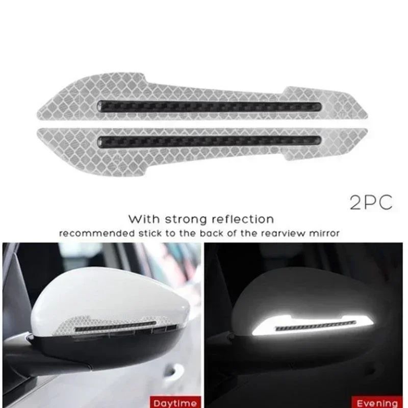 2pcs/set Car Rearview Mirror Reflective Sticker Safety Warning Reflective Sticker Car Rearview Mirror Decorative Strip