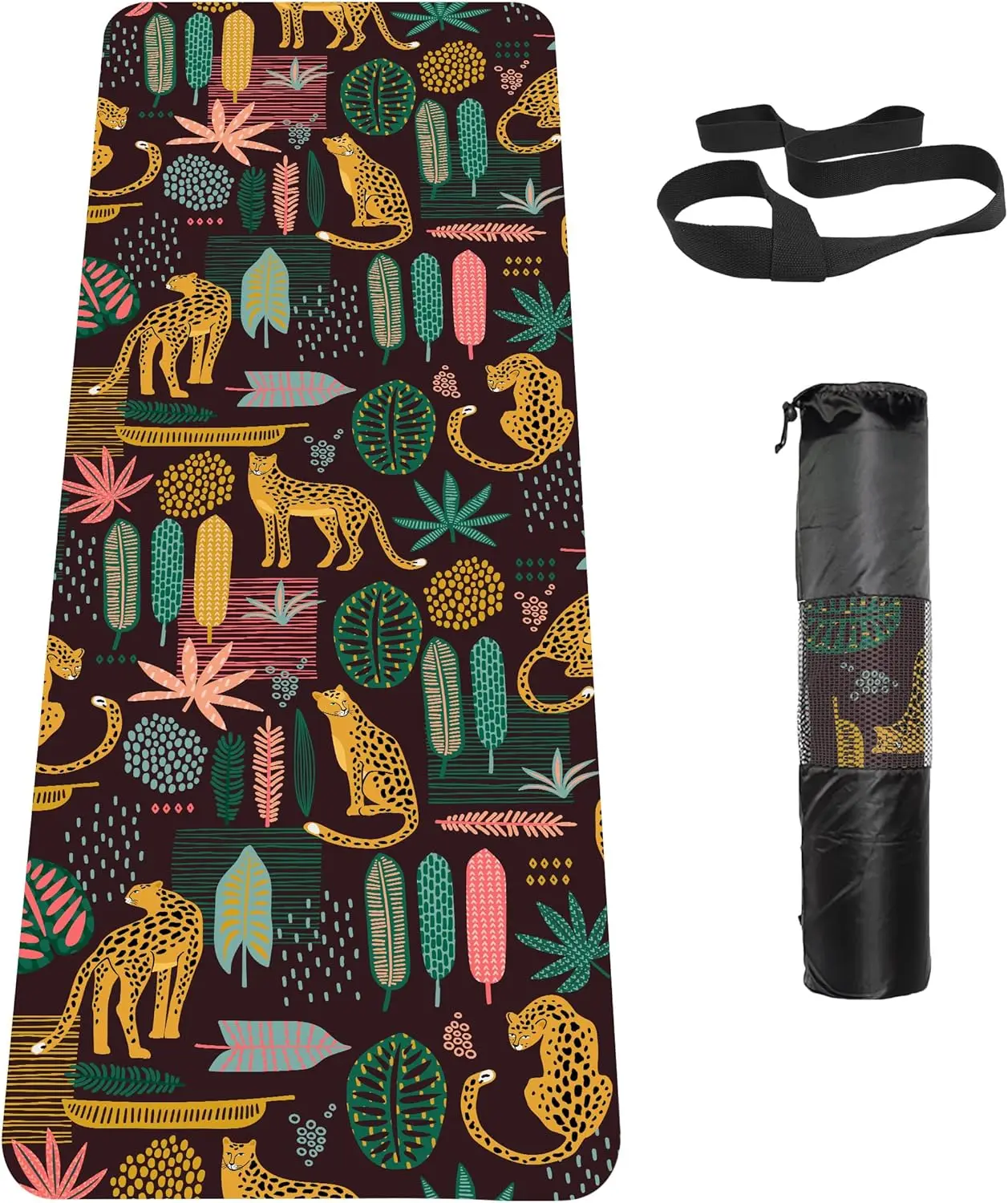 

Нескользящий коврик для йоги из ТПЭ 72x24 дюйма, толстый коврик для упражнений с ремнем для переноски для тренировок