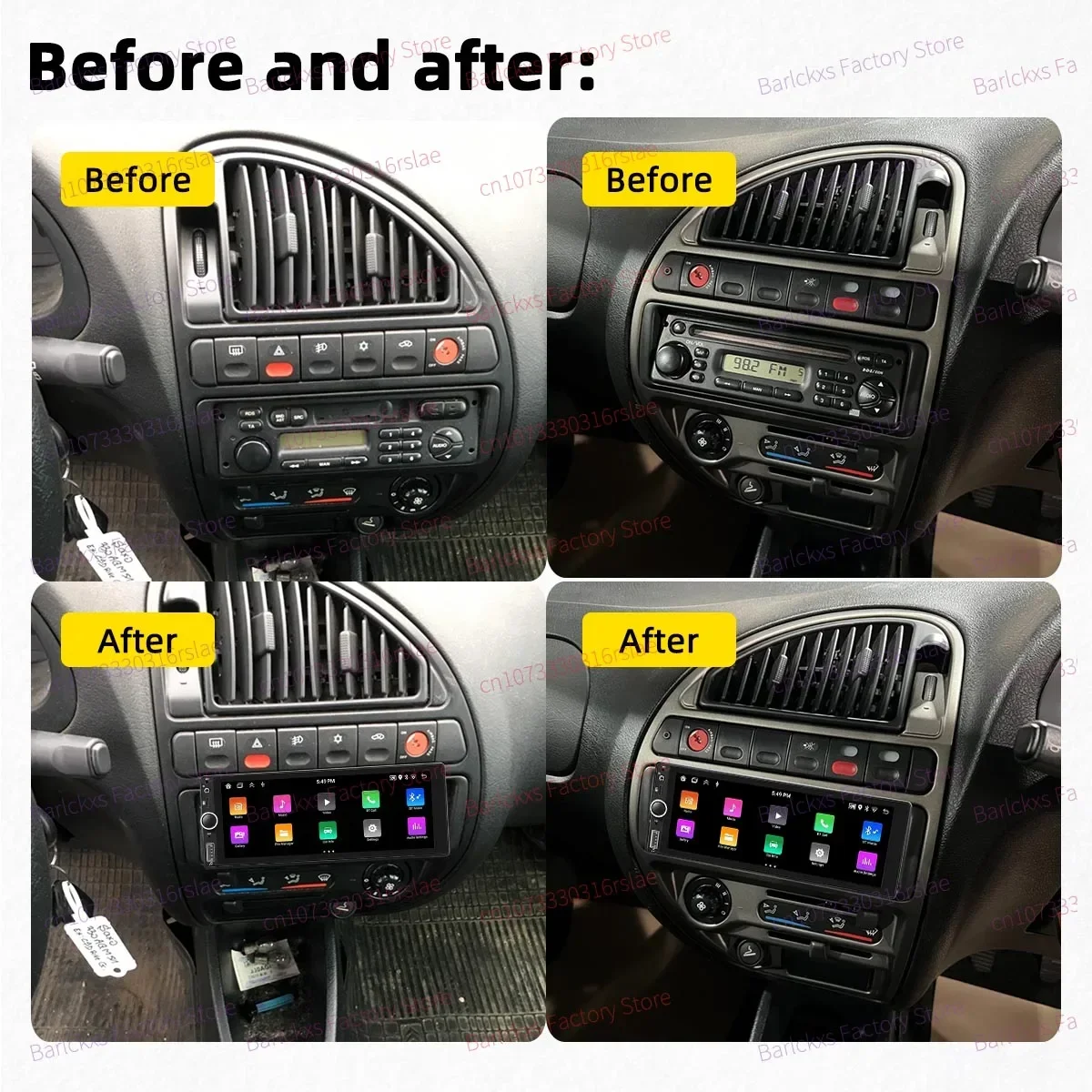 1 Din Carplay Android Auto Radio Android Car Multimedia for Citroen Saxo 1996-2003 6.86