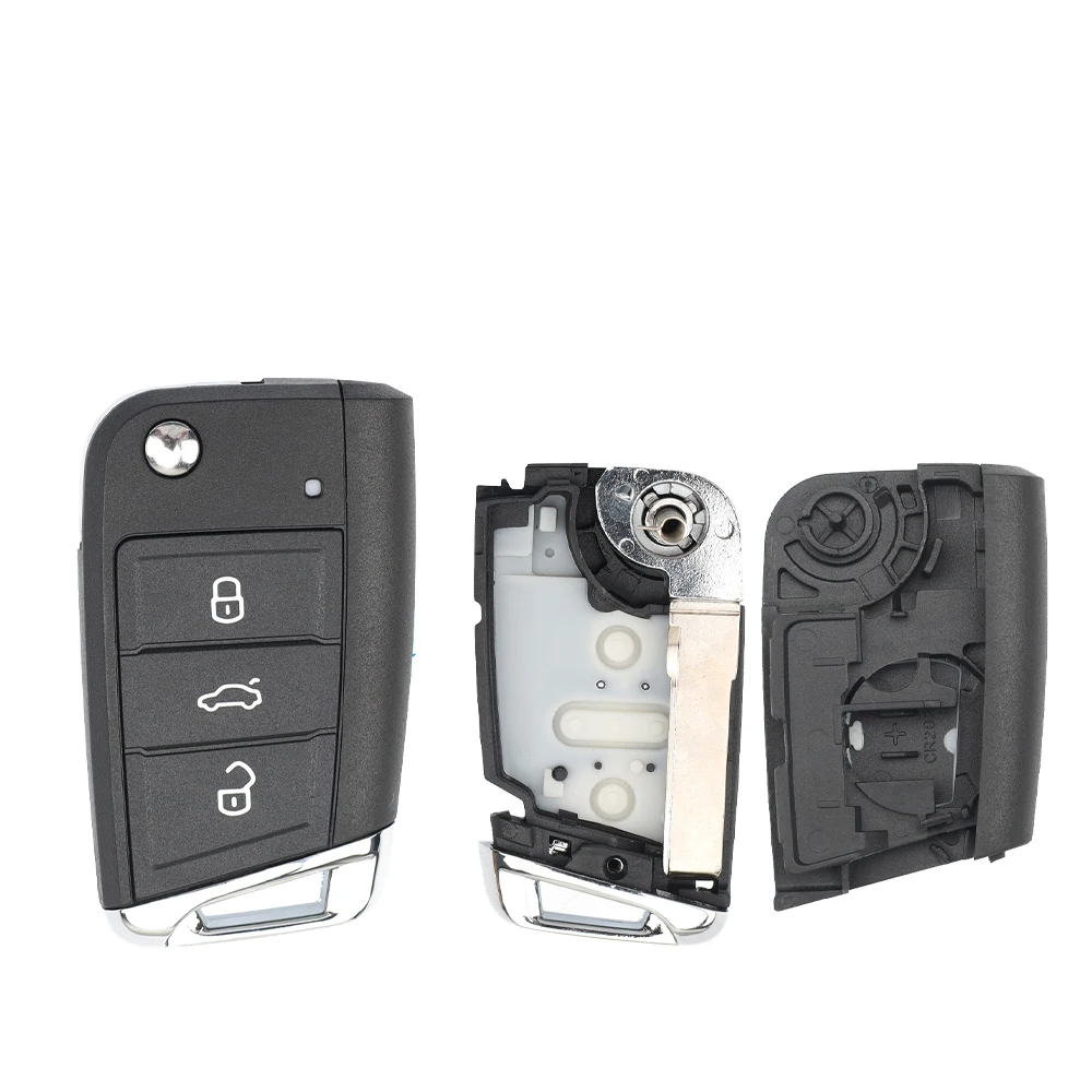 Clé Crafters 5G0959752 coque de clé de voiture à distance rabattable 3 boutons avec Service de coupe pour VW Volkswagen lame rabattable HU66 ou HU162T