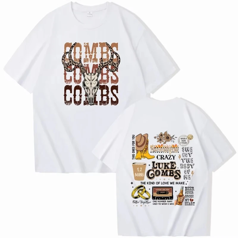 الغربية لوك كومبس موسيقى الريف تي شيرت رجل امرأة Harajuku س الرقبة قصيرة الأكمام أنيمي قمصان المشجعين هدية ملابس علوية من القطن كبيرة الحجم #4