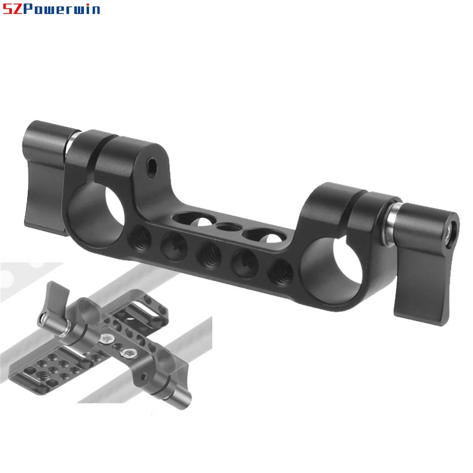 Adaptador de montagem de braçadeira de haste dupla, trilho de 15mm, acessórios de expansão para câmera dslr, gaiola, placa de base, suporte, kit de sistema de fotografia