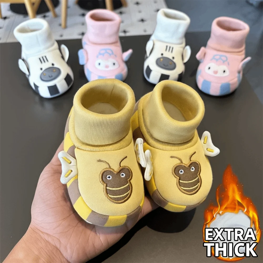 Soft Rubber Sole Walker Shoes Cartoon Design Non-Slip Infant Shoes Breathable Wear-resistant Unisex Floor Sneaker