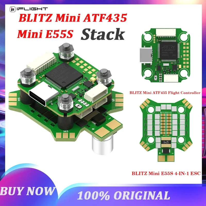 IFlight BLITZ Mini ATF435 55A Stack with BLITZ Mini E55S 4-IN-1 2-6S ESC/ 5.8GHz 600mW Adjustable VTX for RC FPV Drone