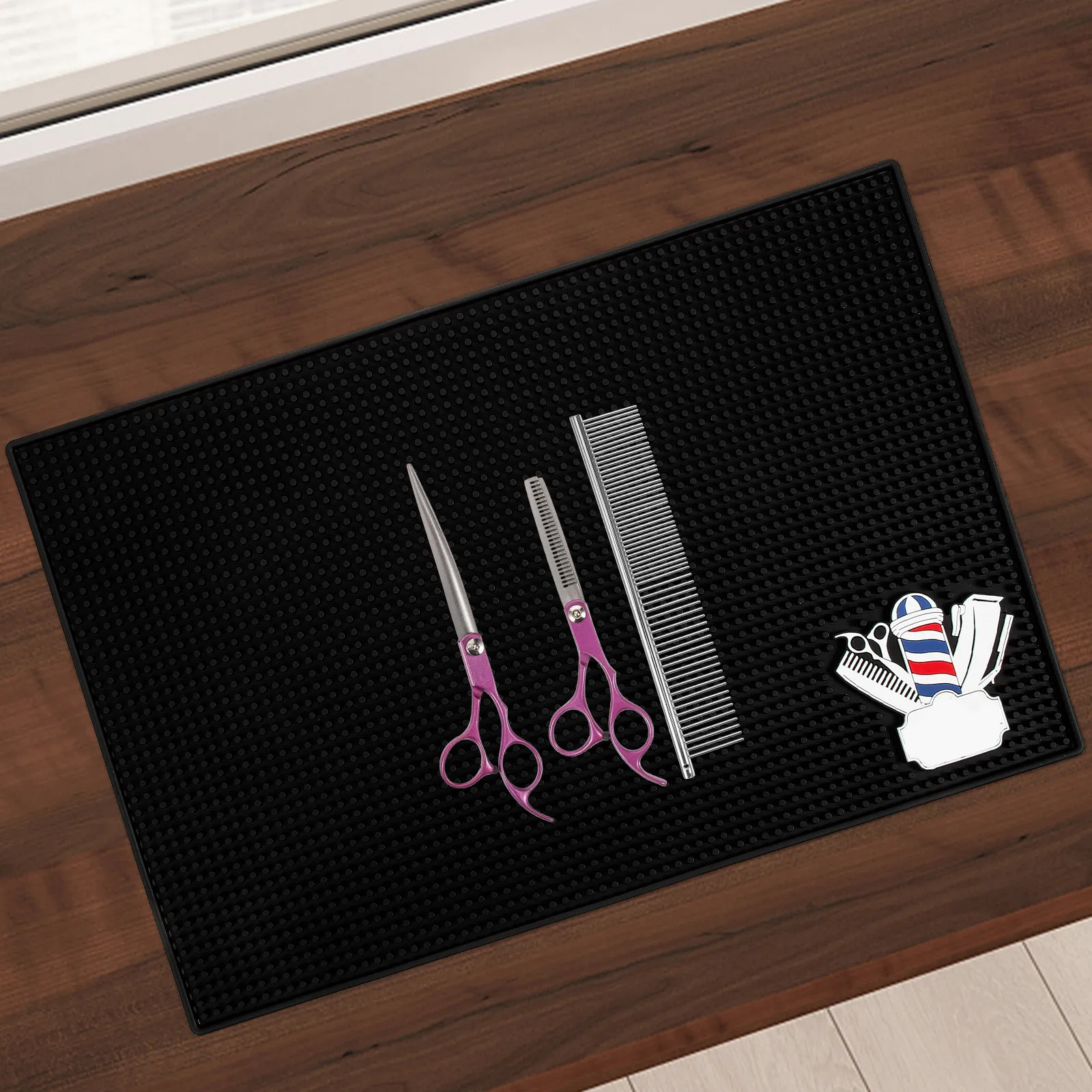 Barber Mat Silicone Material Non Slip Salon Station Mat for Hair Stylist with Protruding Points Clipper Holder Beauty Tools
