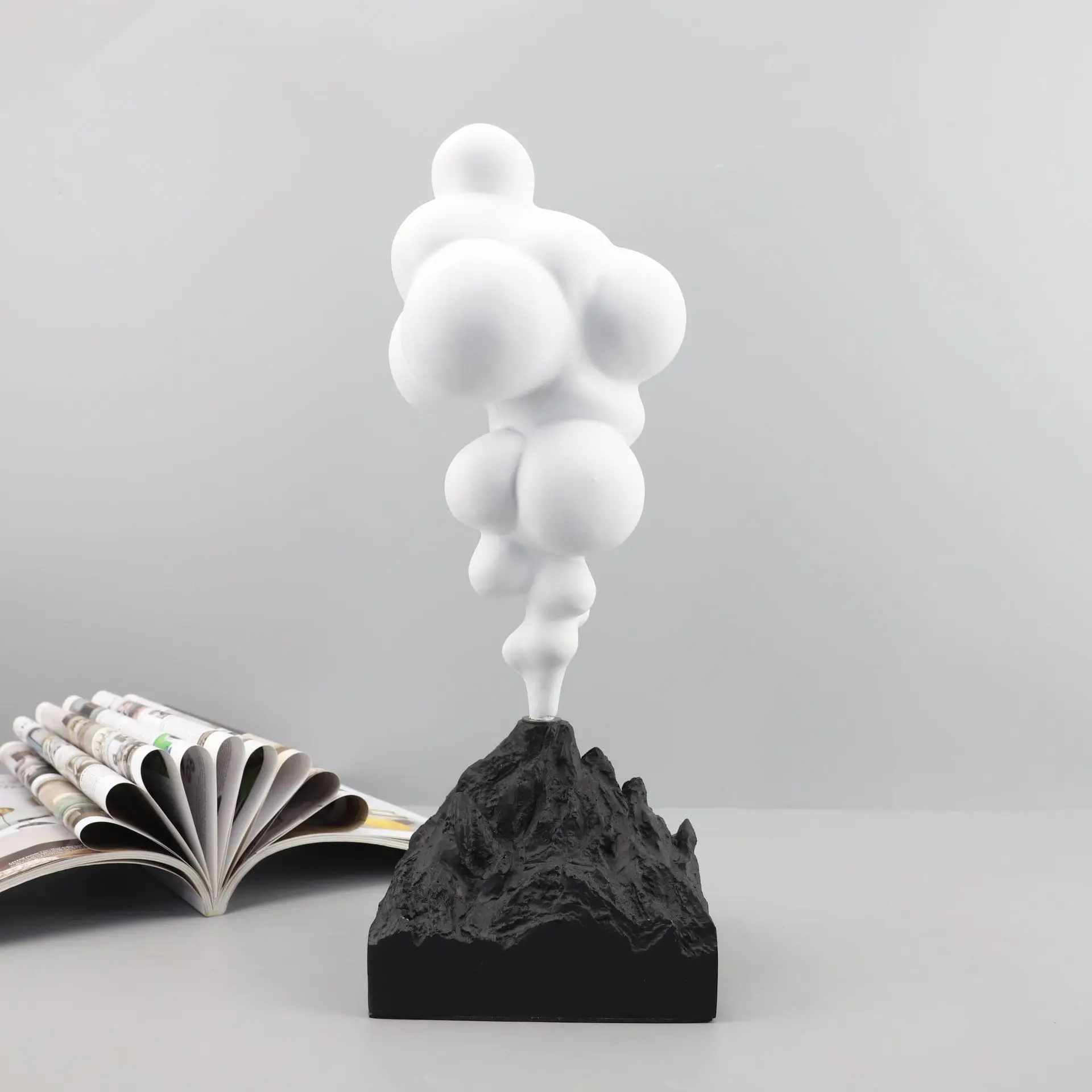 Simple Creative Black and White Creative Fun Volcanic Eruption Ornament Living Room TV Cabinet Model Room Soft Home Decoration
