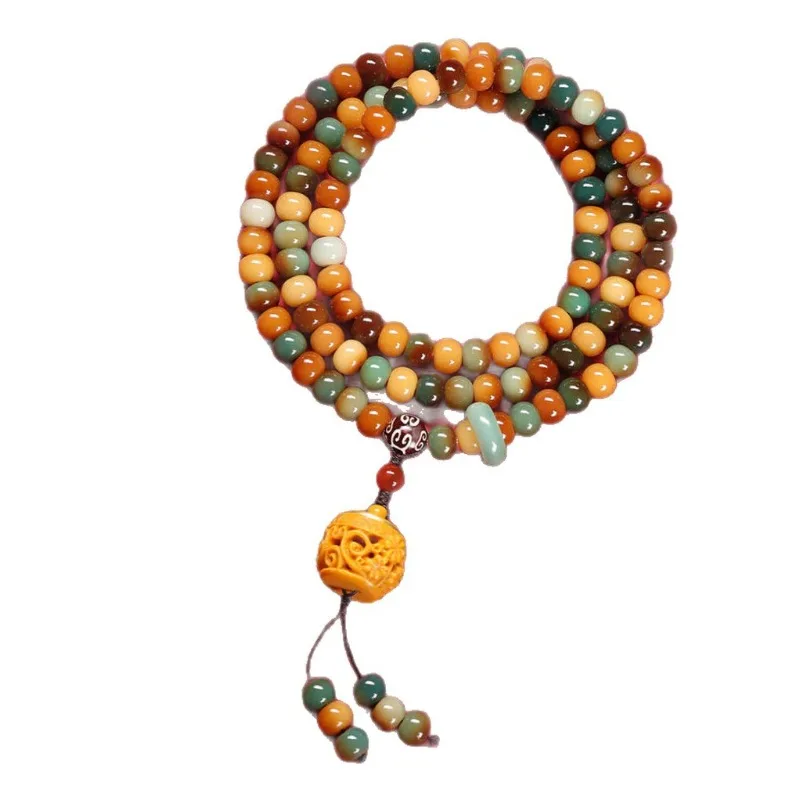 Natural Dunhuang Flying Apsos Bodhi Bracelet 108 Beads Buddhist Prayer Beads for Men Women Wearing or Holding Gifts