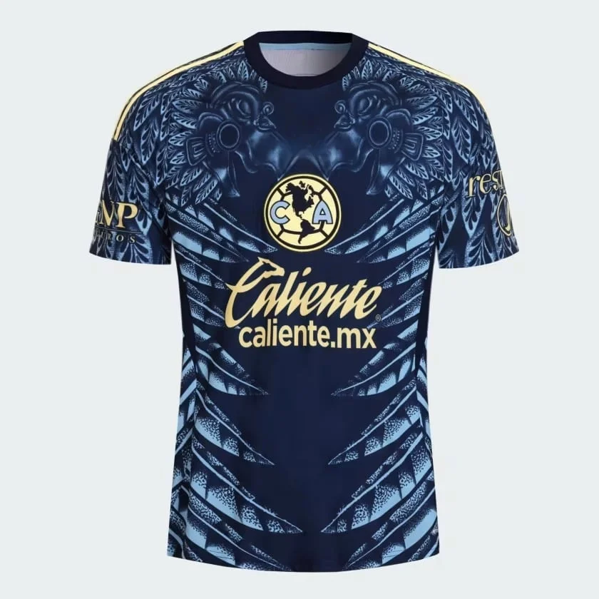 Camiseta de Fútbol para Hombre, Verano 2026, Inspirada en Club América, Azul Marino, Transpirable, Manga Corta